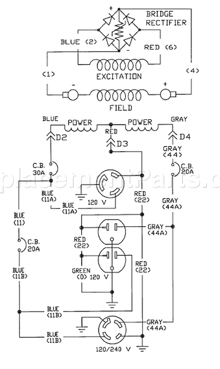 Page B Diagram and Parts List for 9719-3  Briggs and Stratton Generator